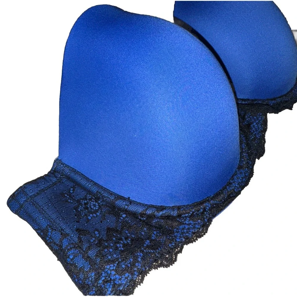 Torrid Bra 42C Royal Blue Black Multi-Way Lace Underwire Strapless